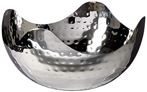 Elegance Hammered 8-Inch Stainless Steel Wave Serving Bowl, Silver, 8" x 8" x 4" - size: 8" x 8" x 4" (Single)