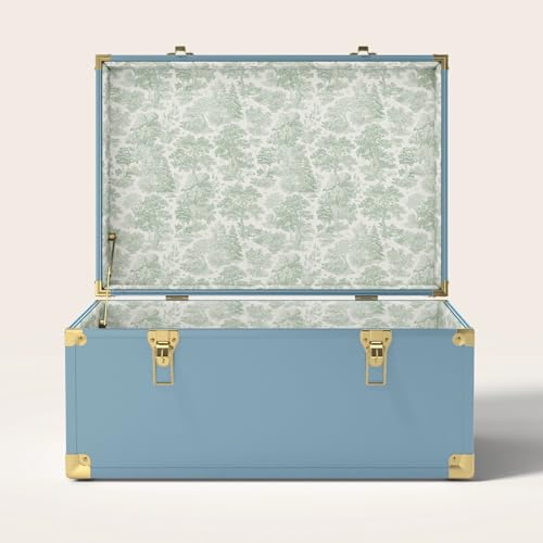 Momento Wedding Keepsake Trunk | Personalized Memory Box for Wedding Mementos | Handmade in USA | Metal and Plywood Construction | Standard Size 20" (Blue/Forest) - color: Blue/Forest, size: Standard (20")