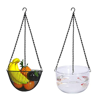 Benvo 16 inch Long Hanging Plant Chains Flower Pot Hangers with Clips and Hooks 3 Point Replacement Chain Holders for Baskets Bird Feeders Planters and Other Ornaments (Pack of 3, Black) - size: 16 inch Long