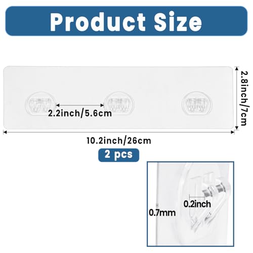 2 Pack Shower Caddy Adhesive Replacement, Shower Shelf Strong Adhesive Hooks, No Drilling, Transparent WaterProof Strips for Bathroom Shelves & Kitchen Racks - color: 2 Pack Triple Hooks