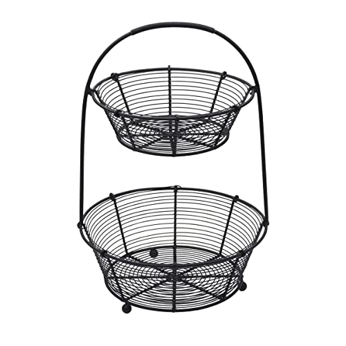 Gourmet Basics by Mikasa Tulsa Fruit Metal Storage Basket, 2-Tier - style: Tulsa