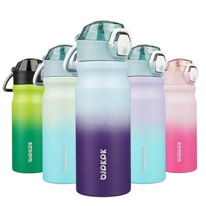 BJPKPK 18 oz Water Bottle with Straw & Handle, Insulated Stainless Flask | Leak Proof Locking Lid, Thermal, Double Wall Vacuum, Keeps Hot/Cold, BPA Free, Dishwasher Safe, Travel & Sports, Ocean Dream - color: A-Ocean Dream, size: 18 Ounces