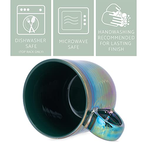Elanze Designs Glossy Reactive Glaze Large 17 Fluid Ounce Everyday Kitchen Food Grade Ceramic Stoneware Coffee Mug Cup with Comfort Curved Handles, Set of 4, Emerald Green - color: Emerald Green