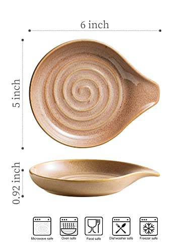 Spoon Holder, Porcelain Cooking Spoon Rest for Stove Top, Large Utensil Rest for Spoons, Ladles, Tongs, Spatula or Kitchen Counter Farmhouse Cooking, Coffee Bar Accessories, 5 Inches (Brown) | 5 Inches Large for Ladles, Spatula, Coffee Spoon, Tong | for K