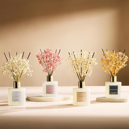 Reed Diffuser - Moroccan Amber 6.7 Fl.oz Reed Diffuser Set with Sticks & Preserved Baby's Breath, Reed Diffuser for Home Bathroom Shelf Decor - size: 6.7 Ounce/1pack