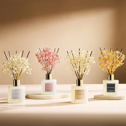 Reed Diffuser - Moroccan Amber 6.7 Fl.oz Reed Diffuser Set with Sticks & Preserved Baby's Breath, Reed Diffuser for Home Bathroom Shelf Decor - size: 6.7 Ounce/1pack
