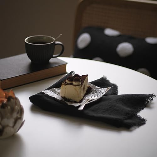 Handmade Cloth Napkins with Fringe，18x18 Inch Set of 4 - Black | 100% Cotton Napkins with Fringe，Delicate Handmade Cloth Napkins for Dinners, Parties, Weddings and More - color: Black