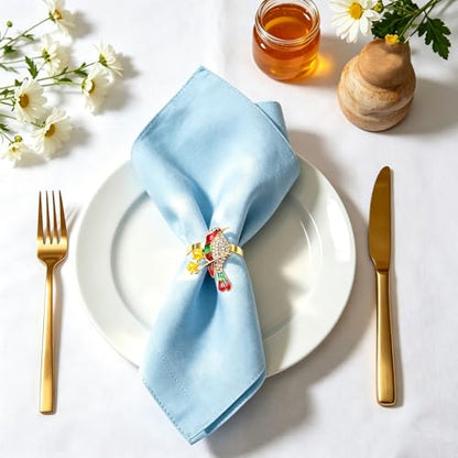 Hummingbird Napkin Rings Set of 6 Sparkly Rhinestone Bird Napkin Holder for Spring Party Garden Wedding Baby Shower Decor,Elegant Dining Table Setting for Holiday Gathering & Family Dinner - style: Red