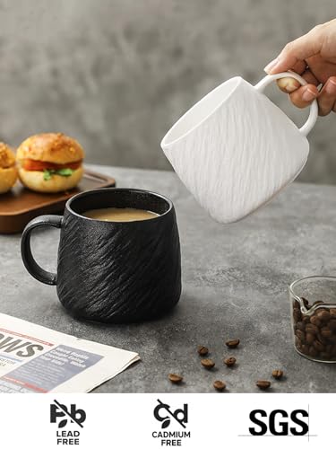 AOSIFIEL Ceramic Dinnerware set with Mugs for 4, 20 pcs, Dish set for 4, Porcelain Plates and Bowls Sets, White Dishware Sets Stoneware Dinner Plates Sets Platos de Cocina Vajilla - color: White Rock-Textured with Mug（20pcs）