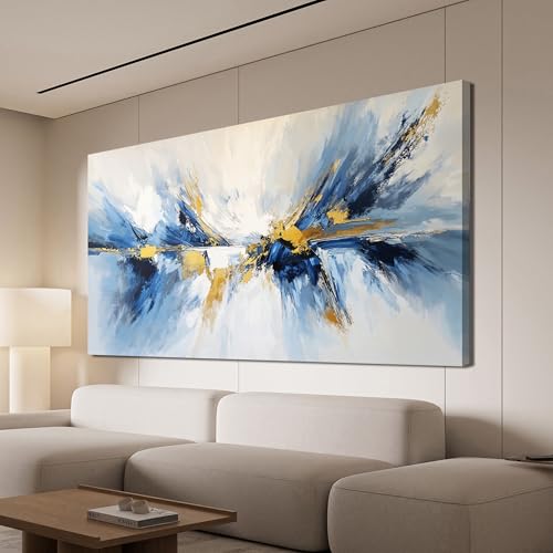 YISXINOAG Canvas Wall Art Abstract Wall Art Modern Canvas Wall Decor Ready to Hang Modern Home Decor Abstract Art Gold and Blue Home Artwork Decorations Prints for Bedroom, Dining Room Size 24"X48" - color: gold blue, size: 48"L x 24"W
