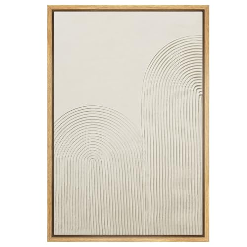 SIGNWIN Framed Canvas Print Wall Art Geometric Ring White Paint Strokes Abstract Shapes Illustrations Modern Art Decorative Rustic Multicolor Zen for Living Room, Bedroom, Office - 24"x36" Natural - color: A04-2301-yuk06, size: 36"L x 24"W