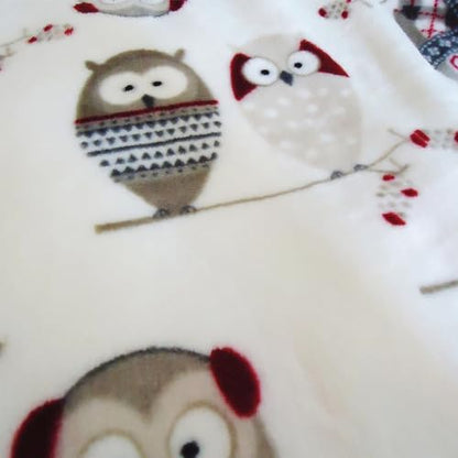 Flannel Sherpa Throw 60'' x 50''- Owl Printed Soft Plush Flannel Blanket Throws for Bed/Couch/Sofa/Office/Camping - color: A-owl, size: 50''x60''