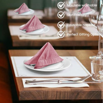 Cloth Dinner Napkins 100% Cotton Set of 6 - Soft Durable Washable - Ideal for Farmhouse Parties Wedding Christmas Easter - Perfect Everyday Use Table Cloth Napkins 18x18 Dusty Pink - color: Dusty Pink