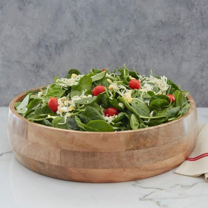 Wooden Salad Bowls for Serving Salad, Pasta and Fruit, Farmhouse Style, Natural Beige, Extra Large, 17" Dia - size: 17" Wide, Set of 1 Bowl