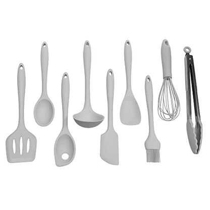 Chef Craft - Premium Silicone Kitchen Tools and Utensils Set, Non-Scratch, Withstands Temperatures up to 450°F, BPA-Free, 9 Piece Cooking Utensils Set, Gray - color: Gray, size: 9 Piece Set