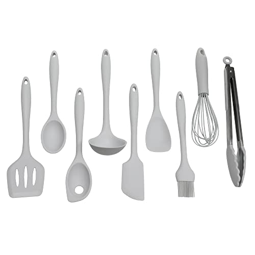 Chef Craft - Premium Silicone Kitchen Tools and Utensils Set, Non-Scratch, Withstands Temperatures up to 450°F, BPA-Free, 9 Piece Cooking Utensils Set, Gray - color: Gray, size: 9 Piece Set