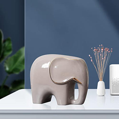 Handmade Ceramic Statue Furnishing Animal Ornament Figurine Sculpture for Living Room and Home Bedroom Decoration, Gray S