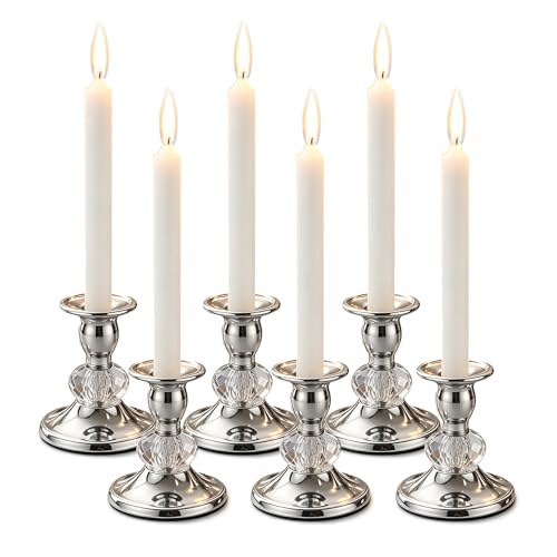 Candlestick Holders Taper Candle Holders, Candle Stick Candle Holder for Table Centerpiece, Wedding Reception, Festive Christmas Mantel Decoration or Home Decor (Silver, 3 Sets(6 Pcs)) - color: Silver, size: 3 Sets(6 Pcs)