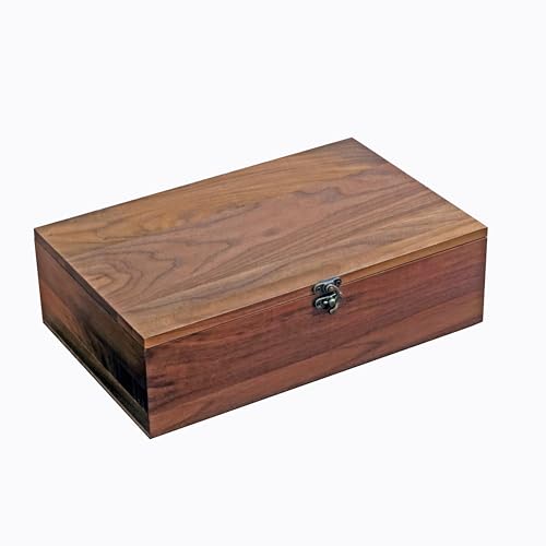 Walnut Wood Storage Box – Handcrafted Organizer for Jewelry, Watches, Keepsakes– 11"x7"x3.1" Multipurpose Storage Box - color: Walnut Box-DPFH-28*18CM