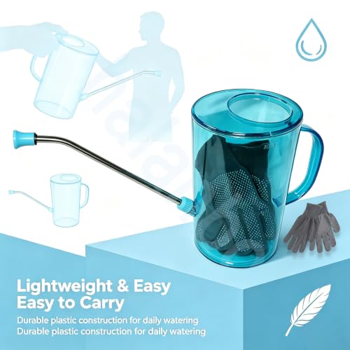 Small Watering Can 2L with Long Spout, Plastic，Green | 68oz Capacity, Lightweight Design, Indoor & Outdoor Use, Portable, Long Reach Spout - color: Green
