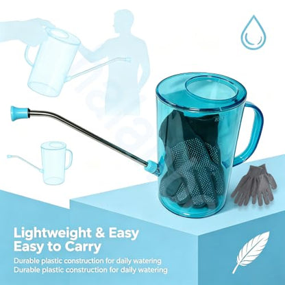 Small Watering Can 2L with Long Spout, Plastic，White | 68oz Capacity, Lightweight Design, Indoor & Outdoor Use, Portable, Long Reach Spout - color: White