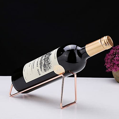 Countertop Wine Rack and Coffee Syrup Rack- Freestanding Black Metal Wine Bottle Holder - Tabletop Wine Holder Stand for Cabinet, Pantry - color: Rose Gold, size: 1