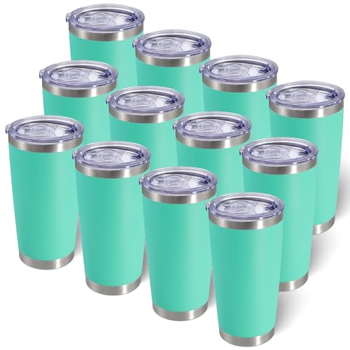20oz Tumbler with Lid Stainless Steel Tumblers Insulated Mug Light Blue 12P - color: Light Blue