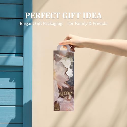 Clean Linen Flower Reed Diffuser Set, 6.7oz Home Fragrance with Sticks, Long Lasting Scented Diffuser for Bathroom, Bedroom, Living Room & Shelf Decor