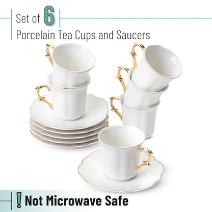 BTaT- Porcelain Espresso Cups Set, 3 oz, 6 Set, Small Coffee Mugs with Gift Box - color: White with Gift Box, size: Set of 6