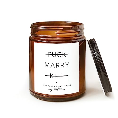 ThreeKin Engagement Candle, Gift for Engaged Couples | Lavender & Lemongrass Soy Wax Blend | 65-Hour Burn Time | Scented Jar for Bridal Showers & Brides to Be - size: 8oz, style: Marry