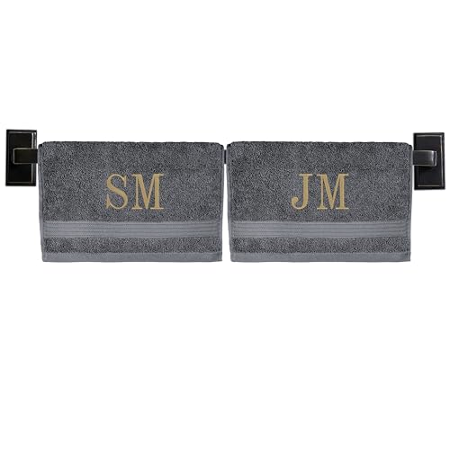 Personalized Washcloths | Set of 2 | Choose from 12 Fonts | Genuine Turkish Cotton | Oeko-Tex Certified | Personalized Towels | Bathroom Towels - color: Gray - Washcloths