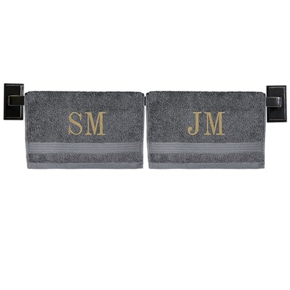 Personalized Washcloths | Set of 2 | Choose from 12 Fonts | Genuine Turkish Cotton | Oeko-Tex Certified | Personalized Towels | Bathroom Towels - color: Gray - Washcloths