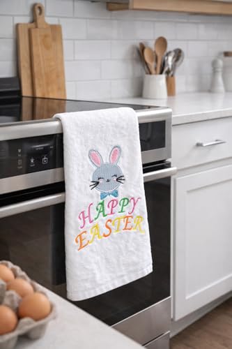 Embroidered Happy Easter Terry Velour Fingertip Towel Set - Quick-Drying, Highly Absorbent, Ultra-Soft, 11 x 18 inches, 3-Pack for Kitchen and Bathroom, Ideal for Gifts and Travel (3, Happy Easter 1) - color: Happy Easter 1