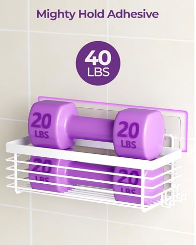 Shower Shelves Adhesive 3 Pack Stainless Steel Storage Organizers-White | No drilling wall mounted,rust-resistant,large capacity,quick drainage,easy to clean,suitable for bathrooms and kitchens - color: White