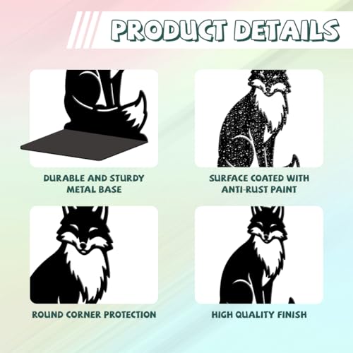 Metal Bookends for Shelves, Modern Decorative Heavy Duty Study Book Ends Stoppers for Office, Desk, Shelf, Room 5.3"x4.3"x7.9" Cast Iron Simple Tall Bookends 1 Pair (Fox) - style: Fox