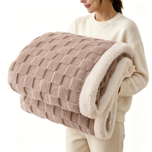 Gracelife Sherpa Throw Blanket for Couch, Flannel Cozy Soft Thick Blanket for Bed - Fleece, Coffee, 60x80 Inches - color: Coffee, size: 60"*80"