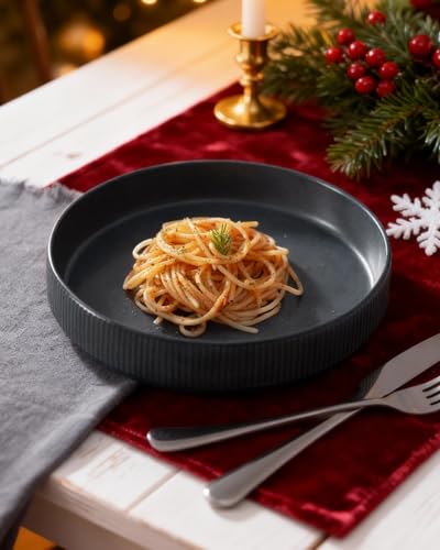 famiware Star 7.5" Pasta Bowls Set of 4, Plate Bowls, Matte Dark Charcoal | Double Reactive Glaze, Microwave & Dishwasher Safe, Lead-free and Cadmium-free, Stoneware Scratch Resistant, Kitchen Bowls - color: Dark Charcoal - Full Glaze Matte, size: 4 Pcs