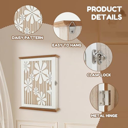 US Wooden Key Box Wall Mount Wooden Key Holder Decorative Wall Key Hanger with 6 Key Hooks Rustic Key Cabinet Key Organizer Entryway Key Holder for Wall Entryway Hallway(Style 1) - size: Style 1
