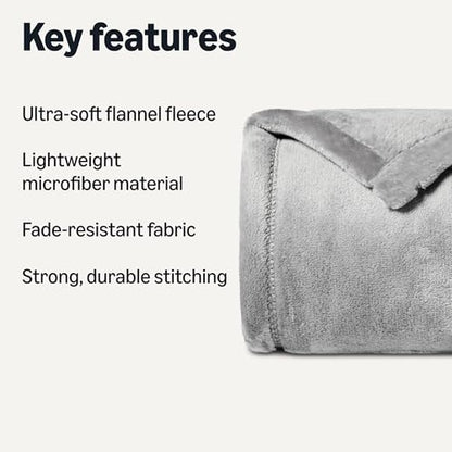Amazon Basics Soft Fleece Throw Blanket, Ultra-Soft Flannel Fleece Microfiber, Lightweight Warm Cozy for Couch Sofa Bedroom, Fade-Resistant, 50 x 60 Inches, Gray (Pack of 2) - color: Dark Grey, size: 50 x 60 inches (Pack of 2)