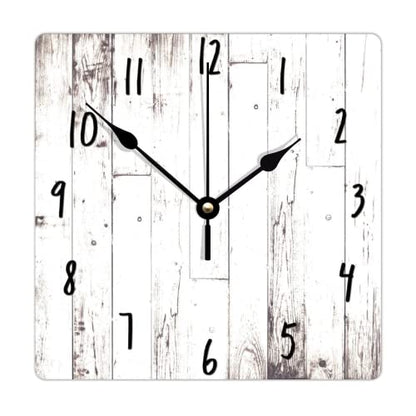 ArogGeld Shabby Chic White Wood Wall Clock Rustic Farmhouse Barn Square Wood Clock 10 Inch Silent Non-Ticking Wooden Wall Clocks Battery Operated Living Room Bedroom Kitchen Farmhouse Decor Birthday