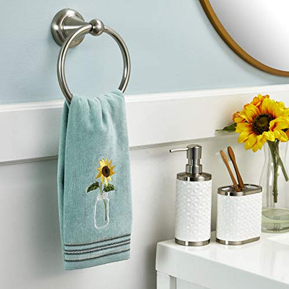 SKL Home by Saturday Knight Ltd. Sunflower in Jar Hand Towel (2-Pack), Aqua - color: Sunflower in Jar, Aqua