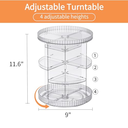 Clear Rotating Makeup Organizer,8 Adjustable Layers Vanity Organizer Skincare Storage,Cosmetic Display Case 360° Stabilizly Spinning Multi-Function Storage for Bathroom and Bedroom Countertop - size: Tall | 8 Tier