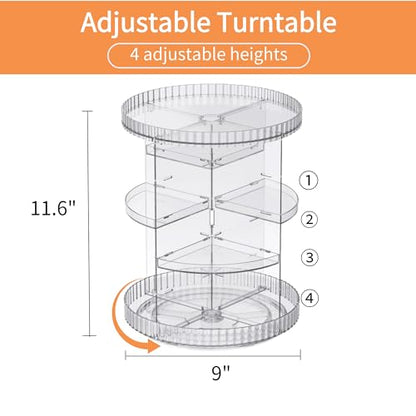 Clear Rotating Makeup Organizer,8 Adjustable Layers Vanity Organizer Skincare Storage,Cosmetic Display Case 360° Stabilizly Spinning Multi-Function Storage for Bathroom and Bedroom Countertop - size: Tall | 8 Tier