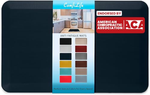 ComfiLife Anti Fatigue Floor Mat – 3/4 Inch Thick Kitchen Mats for Floor, Standing Desk Mat, Kitchen Rug – Comfort at Home, Office – Durable – Stain Resistant – Non-Slip Bottom (20" x 32", Navy) - color: Navy, size: 20" x 32"