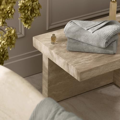 BOLL & BRANCH Turkish Ribbed Hand Towel Set, Pewter | Set of 2 - 100% Organic Turkish Cotton - Soft Absorbent Quick Dry Luxury Spa Hand Towels, Textured Rib Weave - color: Pewter, style: Turkish Ribbed