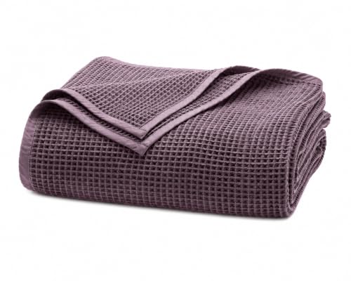 BOLL & BRANCH Waffle Bed Blanket, Twin/Twin XL, Deep Plum | Luxury 100% Organic Cotton - Soft, Lightweight and Breathable - Textured Waffle Weave Design - color: Deep Plum, size: Twin/Twin XL