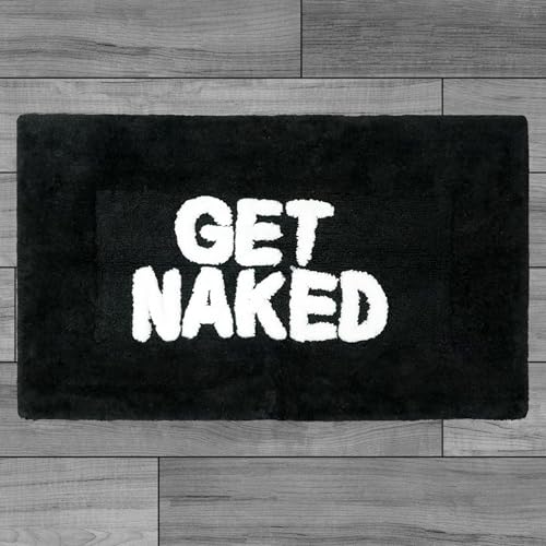 Cotton Bath Rug - Soft Cotton Bath Mat - Bathroom Decor - Water Absorbent and Machine Washable - Measures - 21"x34"- Get Naked Black - color: Black, size: 1'9" x 2'10" (Rectangular), style: Get Naked
