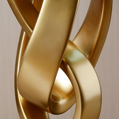 HAUCOZE Abstract Sculpture Statue Modern Decor Table Centerpiece 17.0 Inch | Glossy Gold Resin Handicraft with Black Base Home Ornament Fashion Art Gift for Living Room Bedroom Office