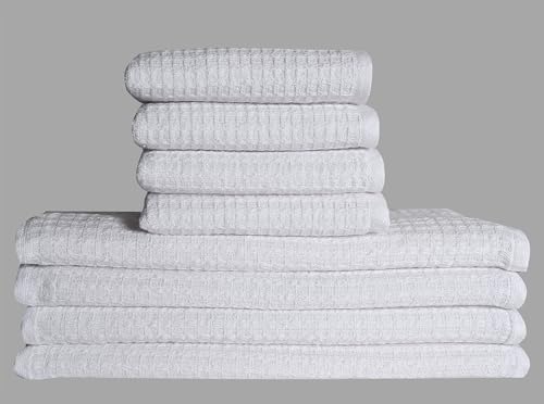 Kitchen Dish Wash Cloths Waffle Terry Design DishCloths12x12 in Pk of 4 & Dish Towels 13x28 in Pk of 4|Cotton Dish Rags for Drying Dishes|Counter Top |Spring Easter Basket Decor|White - color: White-1