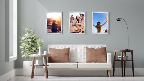 5x7 Picture Frame set of 3， Modern Style Wooed Frame Rustic White,Table Top or Wall Mount best gift - color: Rustic White -3PCS, size: 5x7in